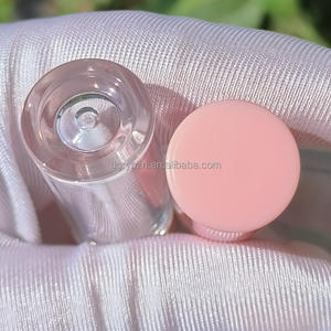 Tubo transparente redondo vacío personalizado pequeño tubo de esmalte de labios rosa corto tubo de brillo de labios de crema de aceite de labios para embalaje cosmético - Product Image 3