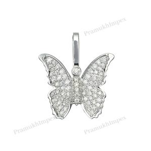 Élégant Pendentif Papillon Moissanite Glacé Finition Or Blanc Étincelant Micro Pave Bijoux de Luxe Artisanat Unique pour unisexe - Product Image 5