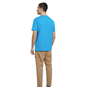T-shirts pour hommes en coton 100% personnalisés en gros, col rond, manches courtes, respirants, teints unis, anti-plis - Product Image 2