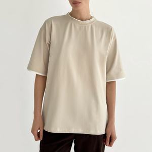Camiseta de Algodón Lisa Premium para Mujer, Corte Holgado, Cuello Redondo, para Uso Diario Informal, Fabricante OEM - Product Image 2