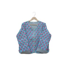 Chaqueta Corta Acolchada para Mujer, Hecha a Mano, Ecológica, 100% Algodón, Reversible, de Alta Calidad, Estilo Estándar, para Otoño, Invierno y Primavera - Product Image 5