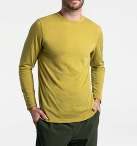 เสื้อยืดแขนยาวผู้ชาย ผ้าฝ้าย 100% คอโอ ทรงปกติ สีพื้น ระบายอากาศได้ดี เสื้อยืดลำลองสำหรับผู้ชาย - Product Image 4