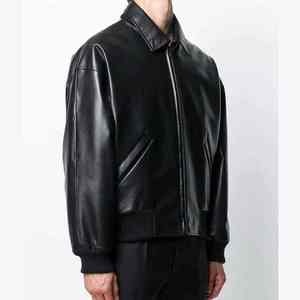 Chaqueta de Cuero Vacuno Genuino para Hombre, Estilo Bomber, Cuello Camisero, Impermeable, Gruesa, Nueva Colección de Invierno, Alta Calidad - Product Image 2