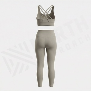 Ensemble de sport deux pièces sexy pour femme : soutien-gorge et haut de yoga, tenue de fitness, vêtements de sport pour la gym, tenue d'exercice, survêtement athlétique avec logo personnalisé - Product Image 2