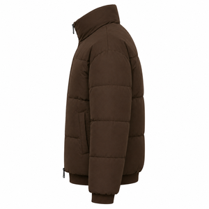 Custom Logo Mens Puffer Jacket Embroidery Printing Winter <b>Padded</b> <b>Coat</b> High Collar Ribbed Cuffs Hem Wholesale OEM Manufacturer - Product Image 2
