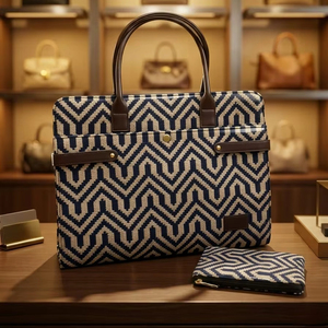 Handmade Chevron Jacquard Laptop Bag with Matching Accessory Pouch - Product Image 1