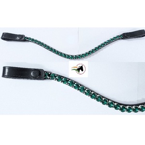 Cinturón frontal de cuero curtido vegetal prémium para caballo, 10 mm, con cristales Rivoli brillantes, piezas de brida ecuestre con clips de liberación rápida - Product Image 1