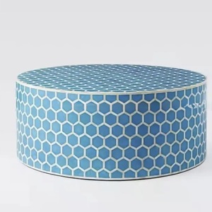 Mesa con Incrustaciones de Hueso de ILAHI, Diseño Moderno con Detalles de Ágata, Almacenamiento Portátil, Muebles para el Hogar - Product Image 6