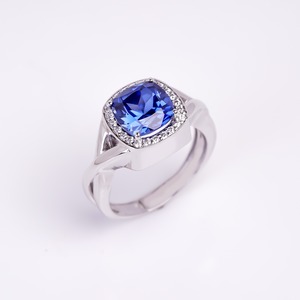 Cross Band <b>Ring</b> With Lab Grown Diamonds 9.25 Sterling <b>Silver</b> Lab Grown Precious Blue Sapphire Bold Jewelry Gift <b>Ring</b> Elegant - Product Image 2