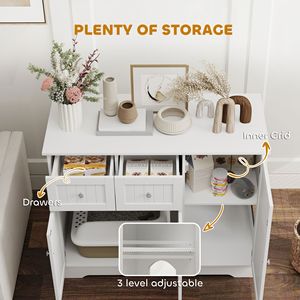 Boîte à litière pour chat blanche de 39 po x 18 po x 31,5 po avec tiroirs de rangement, kit anti-basculement, maisons et meubles pour animaux de compagnie - Product Image 6
