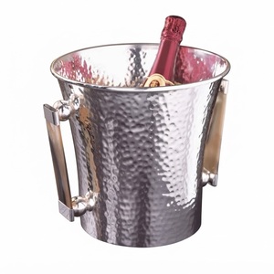 Seau à glace en acier inoxydable à double paroi avec couvercle et pelle, design métallique martelé de luxe, conteneur isotherme pour glaçons pour bar - Product Image 5