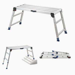 Plateforme de travail pliante robuste, hauteur réglable de 23 à 34,5 pouces, marchepied en aluminium 40 x 18, capacité de 500 lb, antidérapant - Product Image 1