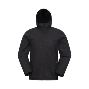 Veste polaire noire à capuche pour homme, coupe-vent, fermeture éclair, col montant, décontractée, pour l'hiver, coupe régulière, en polyester - Product Image 1