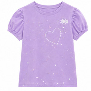Camiseta de Punto de Manga Corta con Cuello Redondo para Niñas, de Alta Calidad, Algodón, Ropa Casual, Estilo Moderno, Directo de Fábrica - Product Image 1