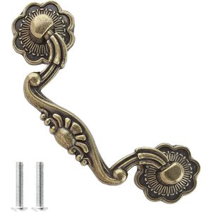 6 Pcs 3 Inch Antique <b>Bronze</b> Bail Handle <b>Drop</b> Pulls Vintage <b>Drop</b> Bail Drawer Pulls Cabinet Pull Handles 4\" Total Length 3\" Hole - Product Image 3