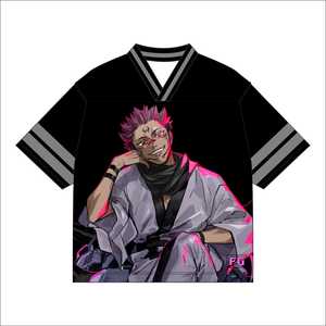 Camiseta Negra de Manga Corta para Hombre con Estampado de Personajes de Anime y Detalles en Morado, Top Informal de Verano - Product Image 3