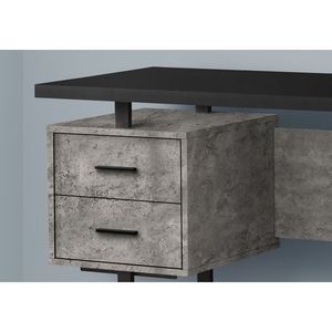 60\" Home Office <b>Computer</b> <b>Desk</b> with Left & Right Storage Drawers Black Grey Concrete Laminate Workstation for Laptop Users - Product Image 3