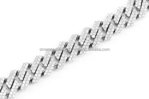 Men's 925 Silver Diamond Cuban Chain Moissanite Bracelet <b>Micro</b> Pave Round Brilliant Cut Hiphop Style Everyday Wear luxury gifts - Product Image 2