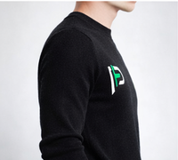 Pull en cachemire pour homme, tricot torsadé, col rond, manches longues, coupe ajustée, respirant, anti-rétrécissement, anti-plis, avec lettre sur le devant, chaud et épais pour l'hiver