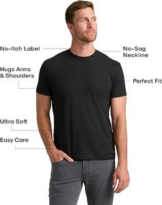 Camiseta de Hombre, Corte Regular, 100% Algodón, Manga Corta, Cuello Redondo, Color Sólido, Informal, Ultra Suave, Sin Picazón, Secado Rápido, Fácil Cuidado - Product Image 1