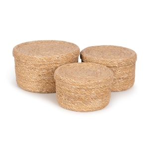 Cestas de mimbre hechas a mano con tapas, 100% naturales, ecológicas, para uso diario, cesta de almacenamiento de mimbre, forma redonda - Product Image 4