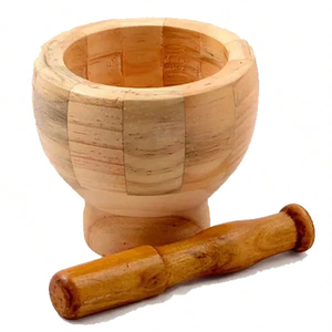 Large Wooden Mortar <b>And</b> Pestle <b>Set</b> For Grinding Bulk <b>Herbs</b> <b>Spices</b> Seeds <b>And</b> Homemade Masala Mix - Product Image 1