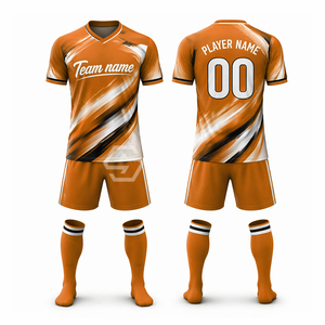 Maillot de football personnalisé 100% polyester sublimé, col en V, manches courtes, numéros d'équipe, nom d'équipe, évacuation de l'humidité, respirant - Product Image 4