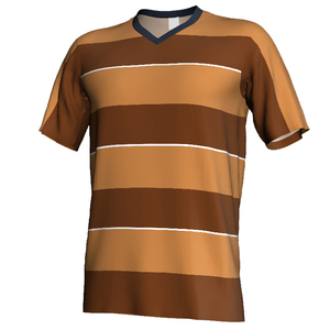 Maillot de football rayé à col en V pour homme, manches courtes, respirant, en polyester, coupe classique, toutes saisons, vêtements pour adultes - Product Image 4