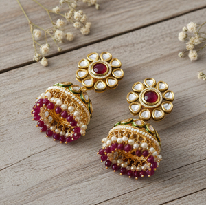 Pendientes Kundan Tradicionales para Bodas con Detalles Intrincados Hechos a Mano para un Look Elegante, Venta al por Mayor, Fábrica Global - Product Image 3