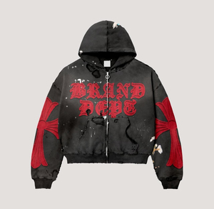 Sudadera con capucha de invierno con cremallera, de alta calidad, con logotipo personalizado serigrafiado, 100% algodón, forro polar, estilo vintage, teñido liso, al por mayor - Product Image 2