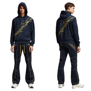 Survêtement évasé pour homme au style distinctif avec graphiques Midnight Voltage et coupe large premium tendance - Product Image 4
