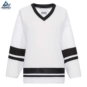 Camiseta de hockey sobre hielo en blanco para practicar, uniforme de equipo personalizado, de alta calidad, en colores blanco y negro, para hombre, para uso deportivo. - Product Image 1