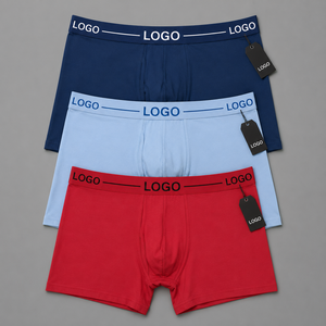Sous-vêtements pour homme, caleçons boxer en coton extensible, respirant, doux, confortable, ceinture élastique jacquard, logo personnalisé, OEM, étiquette privée - Product Image 1