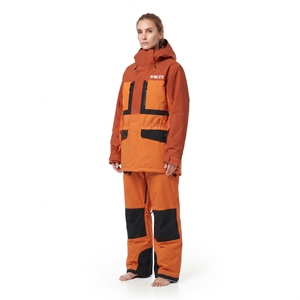 Traje de Nieve Naranja para Mujer Hawk Eye, Chaqueta Impermeable con Capucha y Diseño de Bloques de Color para Esquí y Deportes al Aire Libre - Product Image 4