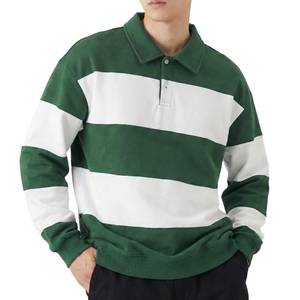 Camiseta Polo de Algodón con Bordado Vintage, Estilo Urbano, Personalizada por el Fabricante, Camiseta de Manga Larga a Rayas Tipo Rugby para Hombre - Product Image 5