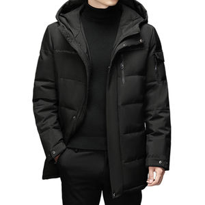 Veste d'hiver pour homme personnalisée, en polyester coupe-vent, mi-longue, avec capuche, en duvet, vêtements pour homme, veste matelassée - Product Image 2