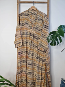 Robe mi-longue en crêpe de soie recyclée, sari indien coloré, confortable, vêtement de jour, kaftan - Product Image 5