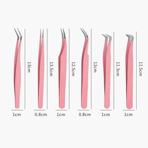 Pinzas para Extensión de Pestañas, 1/2/4/6 Piezas, Color Rosa, Acero Inoxidable, Alta Precisión, para Volumen, Herramientas de Maquillaje - Product Image 6