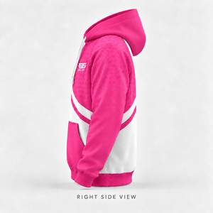 Men <b>Hoodie</b> <b>Pink</b> White Color Blocking Raglan Sleeve Regular Fit Printed Hooded Sweatshirt Autumn Casual Style - Product Image 3