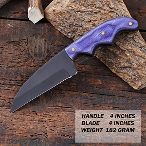Couteau utilitaire Wharncliffe à lame fixe de 8 pouces, revêtement poudré, qualité industrielle, manche en bois Pakka, personnalisable OEM, pour la chasse, le dépecage et le camping - Product Image 2