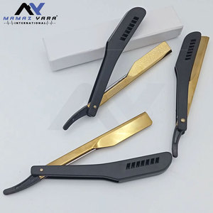 มีดโกนหนวดคุณภาพสูง ด้ามจับพลาสติก สำหรับผู้ชาย ใบมีดเดี่ยว แบบตุรกี สีดำทอง จำหน่ายส่ง รับผลิตโลโก้ OEM - Product Image 1