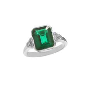 925 Sterling Silver with Lab-Grown Emerald <b>Fine</b> <b>ring</b> Synthetic Lab-Grown Emerald <b>Ring</b> Synthetic Emerald <b>Ring</b> - Product Image 5