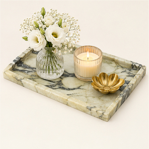 Plateau en marbre, organiseur de vanité en pierre naturelle, plateau rectangulaire en marbre blanc pour table basse, à prix raisonnable - Product Image 6
