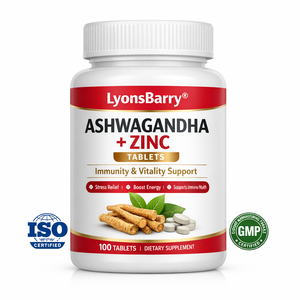 Capsules d'Ashwagandha + Zinc pour le soutien de l'immunité et de la vitalité, la croissance musculaire, antioxydant, OEM, marque privée, GMP, 500 mg, 100 unités, sans produits laitiers - Product Image 1