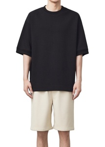 เสื้อยืดผ้าฝ้ายผ้าฝ้ายบ็อกซี่ฟิตสำหรับผู้ชายผ้าแคนวาสพิมพ์ลายสกรีนผ้าไหม100% โลโก้ด้านหน้า - Product Image 4