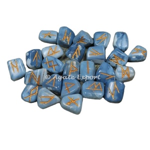 Curación de ágata azul semipreciosa, conjunto de runas Futhark - Product Image 1