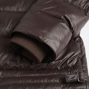 Men's Winter Hooded Puffer Jacket Solid Color Zipper Closure Windproof Casual Regular Sleeve Polyester <b>Down</b> Filling - Product Image 5