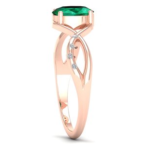 Anillos de Compromiso REYES Exclusivos de Plata de Ley 925 con Corte Ovalado y Esmeralda de 0.75 Quilates para Mujer, Joyería Fina - Product Image 3