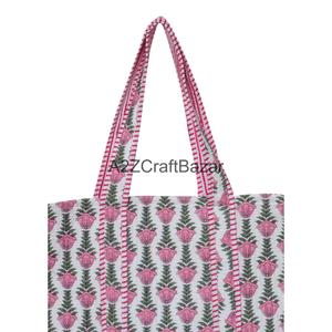 Bolsa de Mano Acolchada 100% Algodón con Estampado Floral de Aves, Gran Capacidad, Reutilizable, Ecológica, para Compras, Viajes, Uso Diario, Bolsa de Hombro - Product Image 2