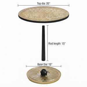 Mesa Auxiliar Redonda Moderna de Aluminio con Base Negra y Diseño de Mosaico Hecha a Mano para Sala de Estar, Uso en Interiores - Product Image 2